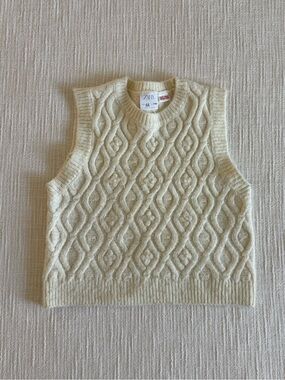 ZARA Cream Cable Knit Pullover Sweater Vest